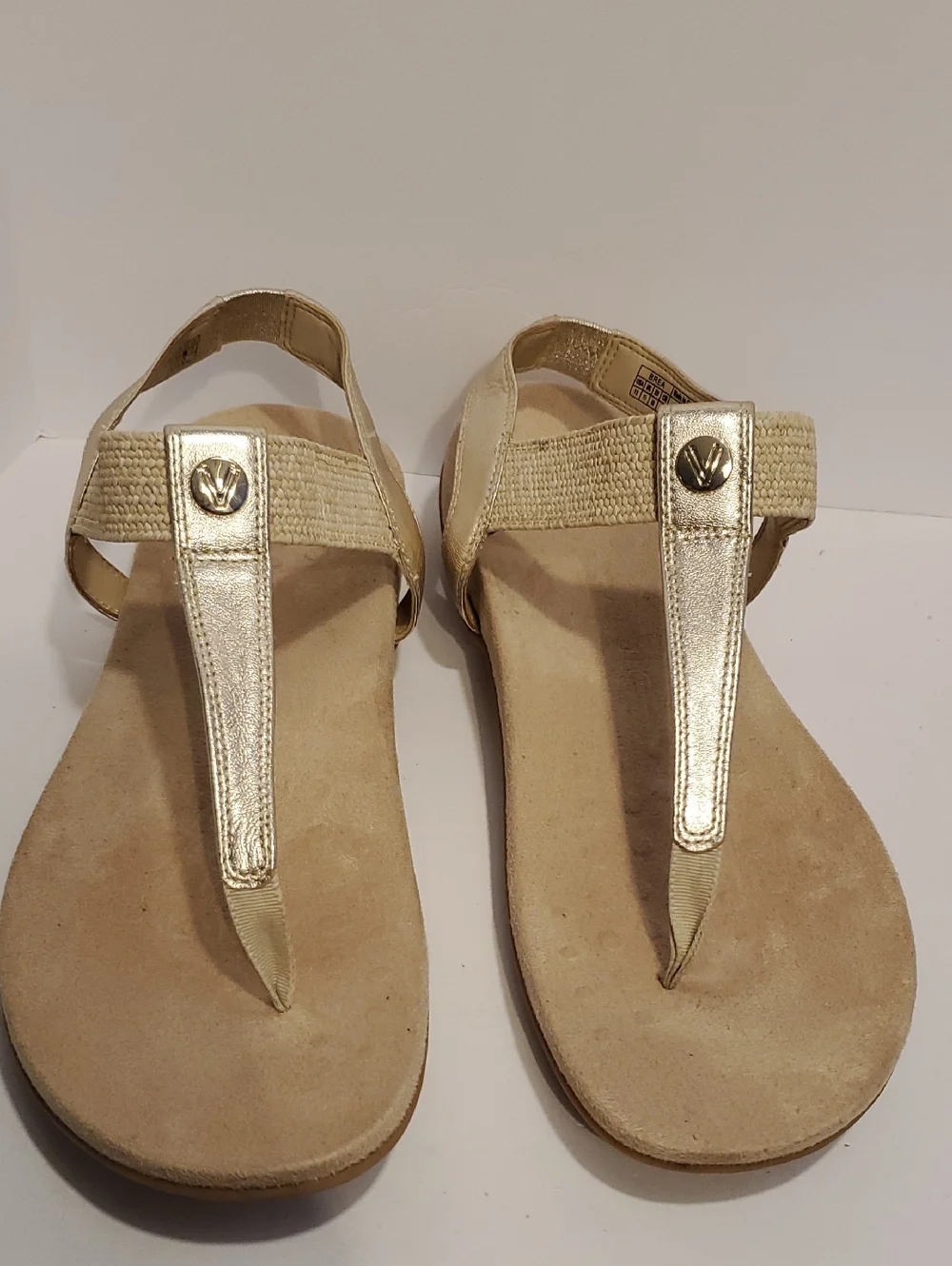 Vionic Brea Gold Metallic Leather Toe Post SlingBack Sandal Size 13 - Picture 4 of 14